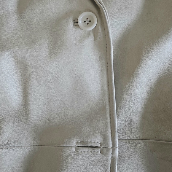 Women's Creme Tailored Leather Blazer Size 2X - Picture 6 of 14